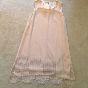 NWT pale peach dress with grey beading at bottom S